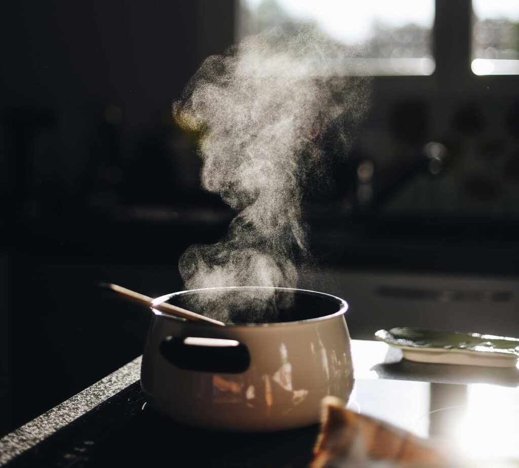 smoking pot on stove