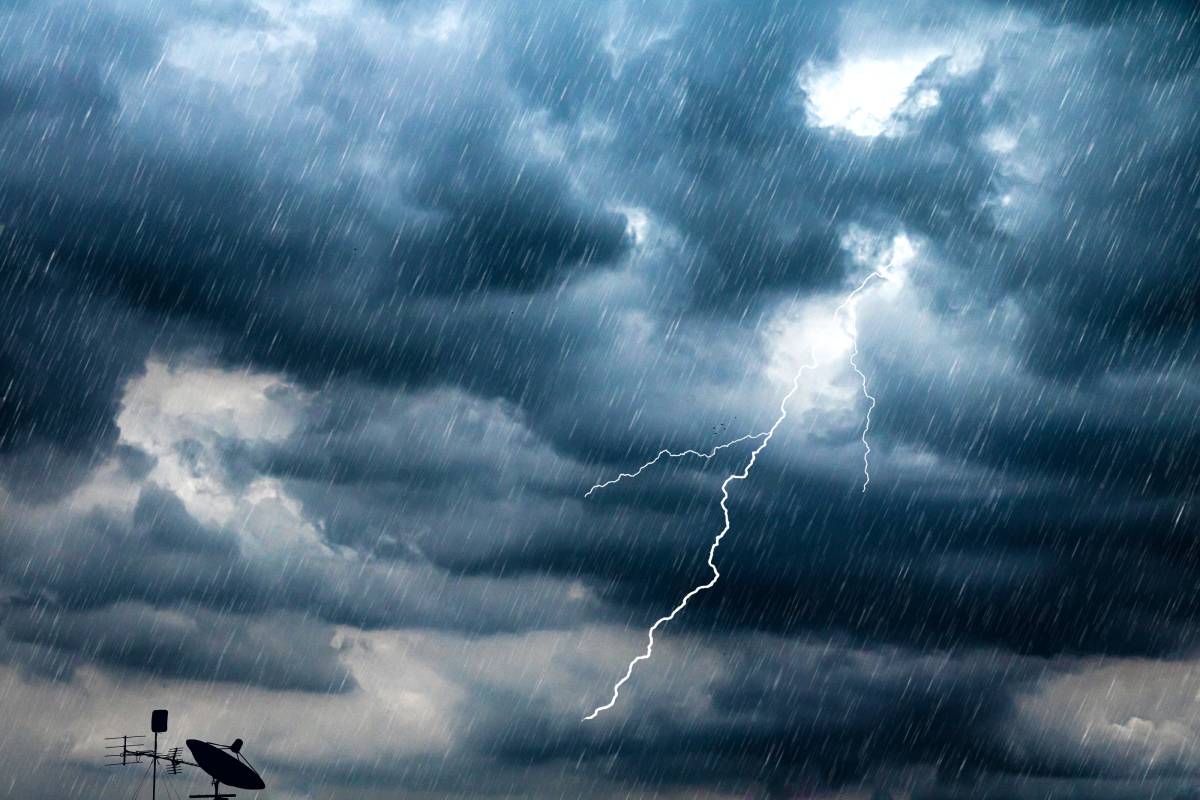 Rain storm with dark clouds.