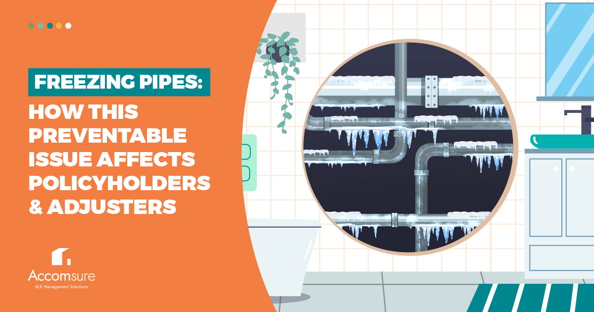 Illustration of a bathroom in a home with frozen pipes.
